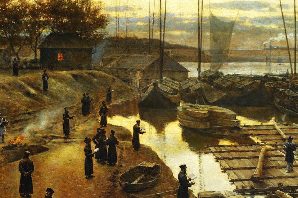 *From* Feast of trumpets I*, 1884, by the Polish painter Alexander Gierymski.* Wikimedia. Gierymski_Feast_of_trumpets_I-Crop