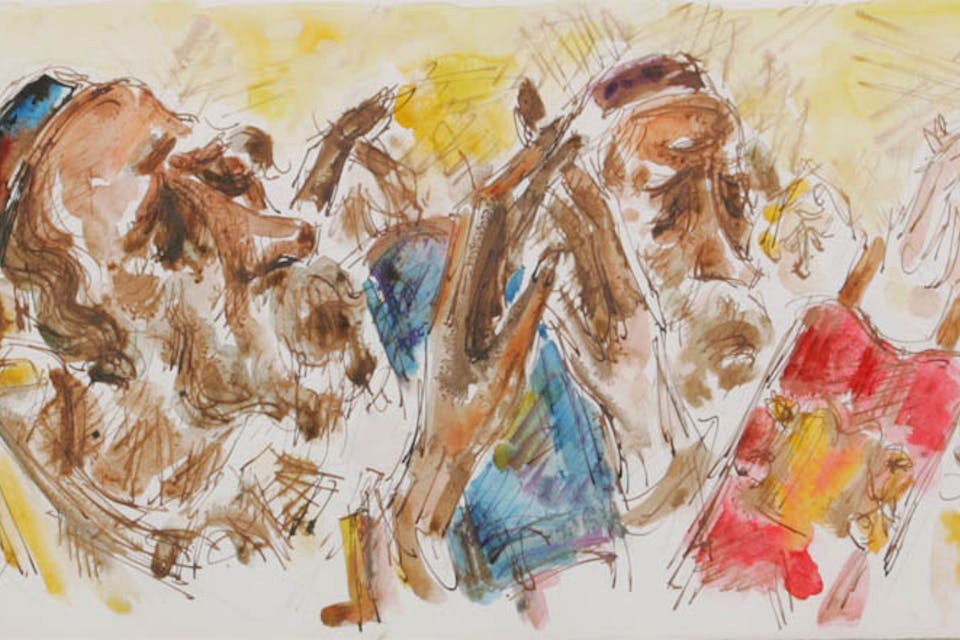 *From *Simhat Torah* by Chaim Gross.* Yeshiva University Museum/Center for Jewish History/Flickr. Halkin-Main-2