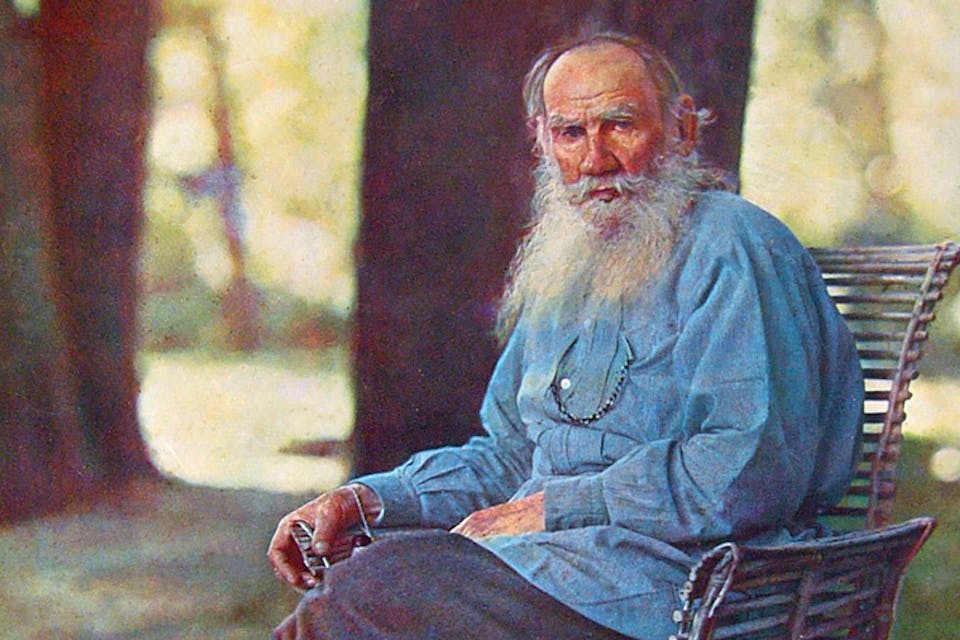 *Leo Tolstoy at his estate, Yasnaya Polyana, in 1908. By Sergey Prokudin-Gorsky, a pioneer in color photography. * Wikipedia. Tolstoy-List-Main