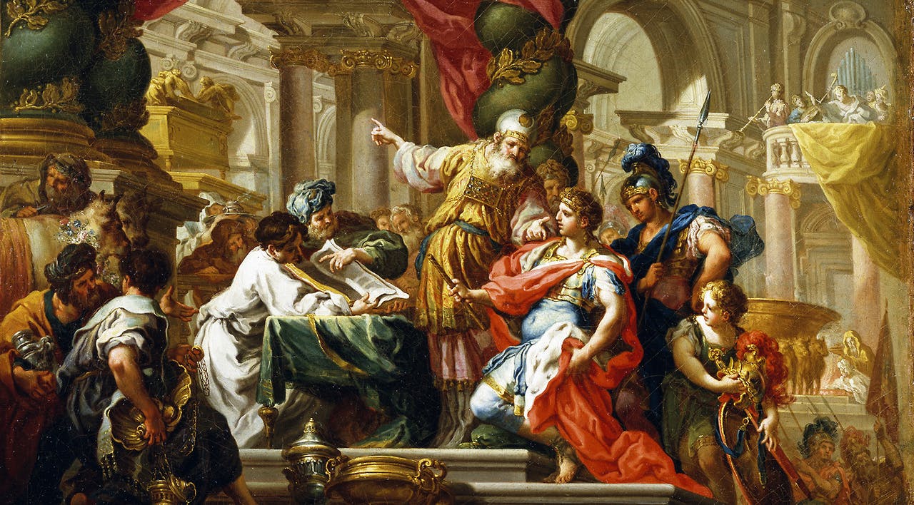 *Alexander the Great in the Temple of Jerusalem, *Sebastiano Conca, 1736*. *Museo del Prado, Madrid. Alexander_the_Great_in_the_Temple_of_Jerusalem