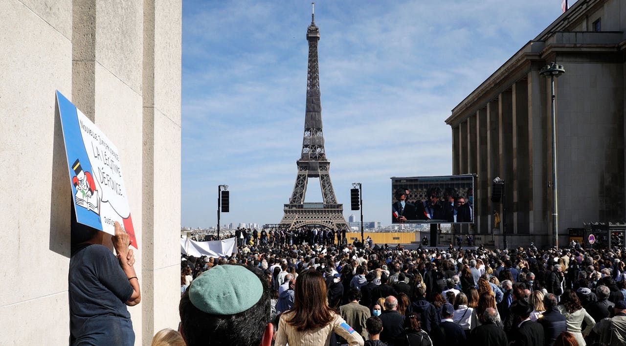 A march for justice for the murdered Orthodox Jewish woman Sarah Halimi in Paris on April 25, 2021. *GEOFFROY VAN DER HASSELT/AFP via Getty Images*. Malet Main