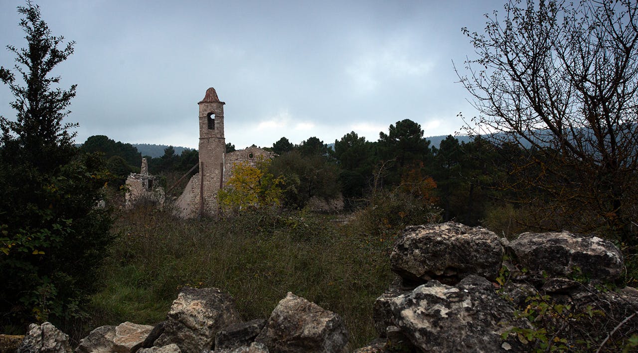 The church of San Salvador in the abandoned village of La Mussara, Spain on October 28, 2021. *Fabian A. Pons/Europa Press via Getty Images.* Johnson Main