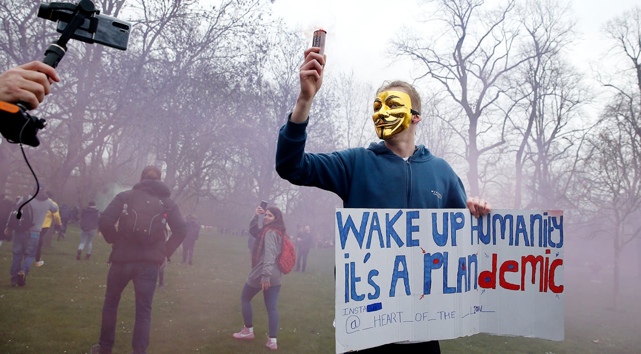 A protester on March 20, 2021 in London. *Hollie Adams/Getty Images*. Shields Conversion Main