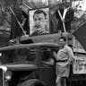 *A truck with the faces of Soviet Communist leaders Lenin and Stalin at the labor day parade held in Tel Aviv on May 1, 1949.* Pinn Hans/Israeli Government Press Office. Stalin-Israel