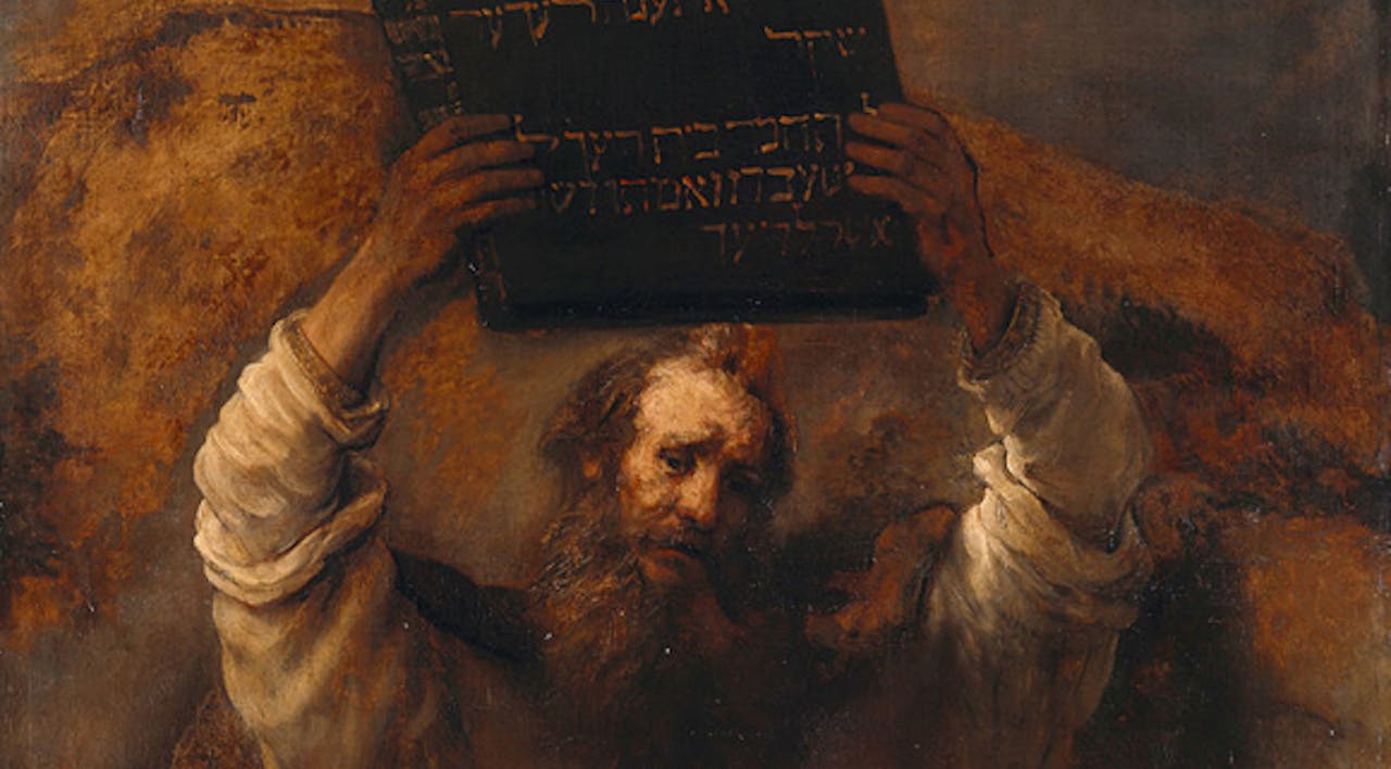 *Moses Smashing the Tables of the Law* Rembrandt van Rijn, 1659. Gemäldegalerie, Berlin. rembrandtcrop