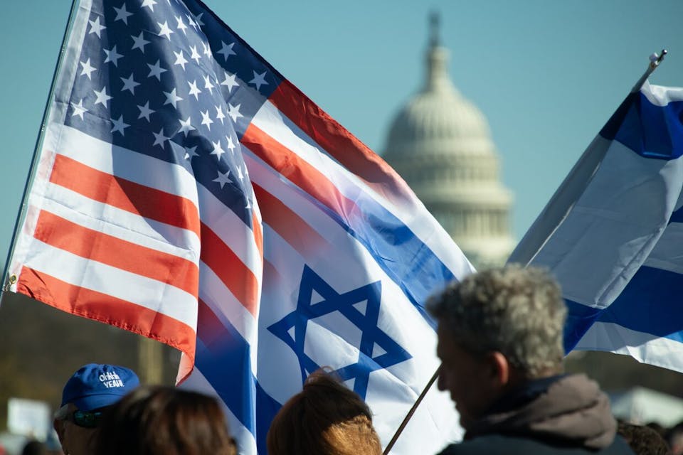 An American-Israeli flag from the March for Israel in Washington D.C. *Image via Shutterstock*. Wertheimer-Rosen