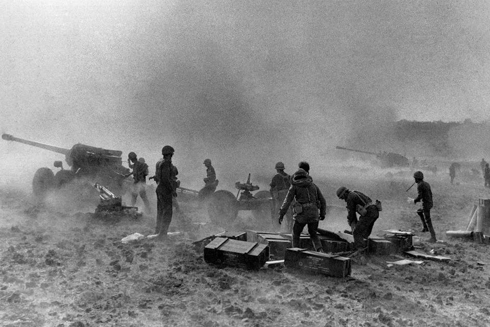 Israeli artillery in the Golan Heights on October 9, 1973. *Jean-Claude FRANCOLON/Gamma-Rapho via Getty Images.* Doran 1973 2023