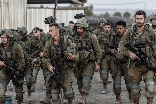 Israeli soldiers along the border with Gaza on October 11, 2023. *Mostafa Alkharouf/Anadolu via Getty Images.* Gordon Hamas Main