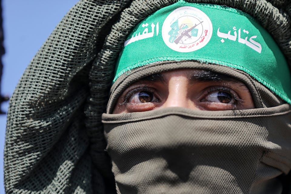 A Palestinian fighter from the armed wing of Hamas in the central Gaza Strip on July 19, 2023. *Majdi Fathi/NurPhoto via Getty Images*. Aboubakr Hamas Main