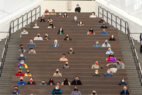 Churchgoers in Garden Grove, California on February 17, 2021. *Mark Rightmire/MediaNews Group/Orange County Register via Getty Images.* Goldman Response Main
