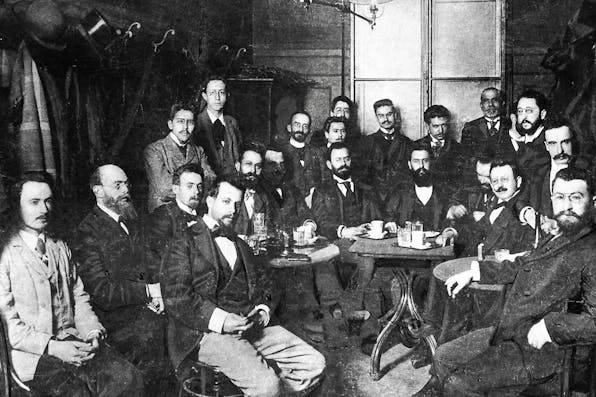 Theodor Herzl and other Viennese Zionists in the Cafe Louvre in 1896. *Imagno/Getty Images*. Penslar Main