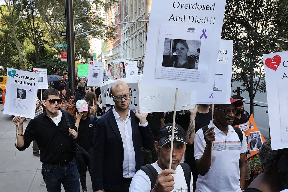 *A march on Overdose Awareness Day in 2017 in New York City.* Spencer Platt/Getty Images. Cohen Last Word