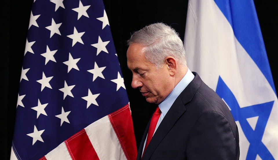 netanyahu us and israeli flags