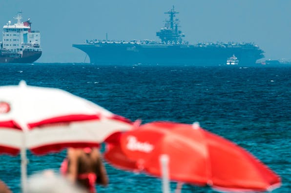 *The aircraft carrier USS George H.W. Bush moored off the port of Haifa in July 2017.* JACK GUEZ/AFP/Getty Images. Freilich Last Word