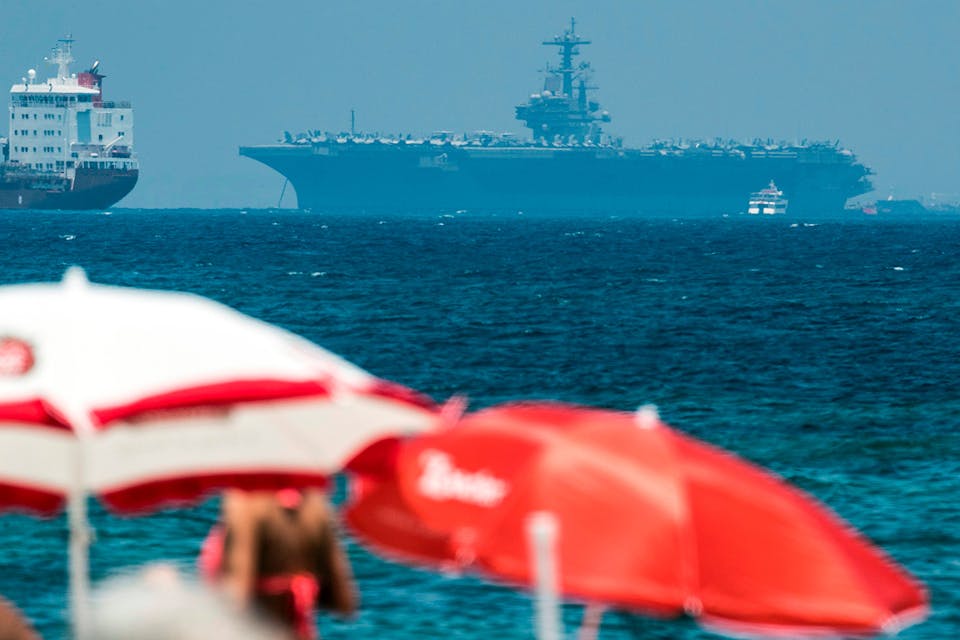 *The aircraft carrier USS George H.W. Bush moored off the port of Haifa in July 2017.* JACK GUEZ/AFP/Getty Images. Freilich Last Word