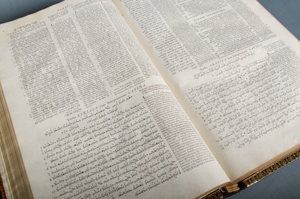 *Walton’s Polyglot Bible, Volume 1, 1654. Pages showing text from the book of Genesis in multiple languages.* 31925464054_0555025610_k
