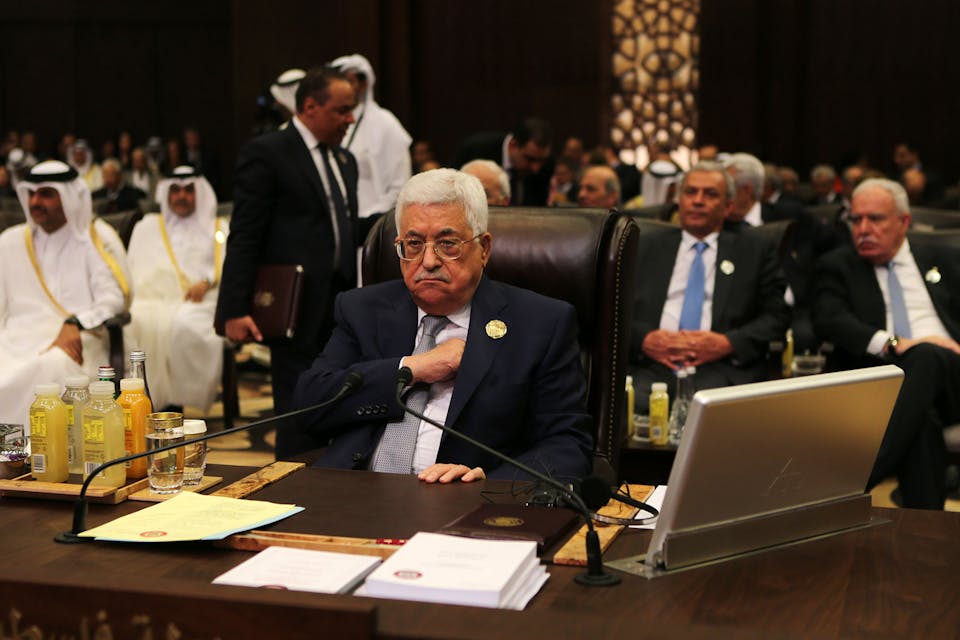*Mahmoud Abbas at an Arab League summit in Jordan on March 29, 2017.* Jordan Pix/ Getty Images. Abbas-Main