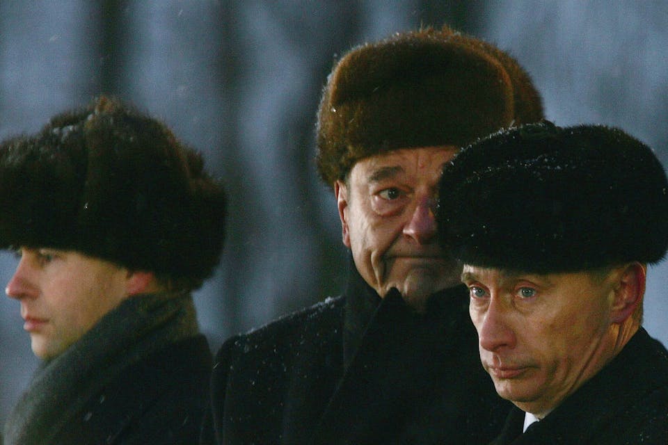 *Vladimir Putin in a January 27, 2005 ceremony at Auschwitz, Poland, to mark the 60th anniversary of the liberation of the camp by the Soviet Red Army.* Photo by Julian Herbert/Getty Images. Putin
