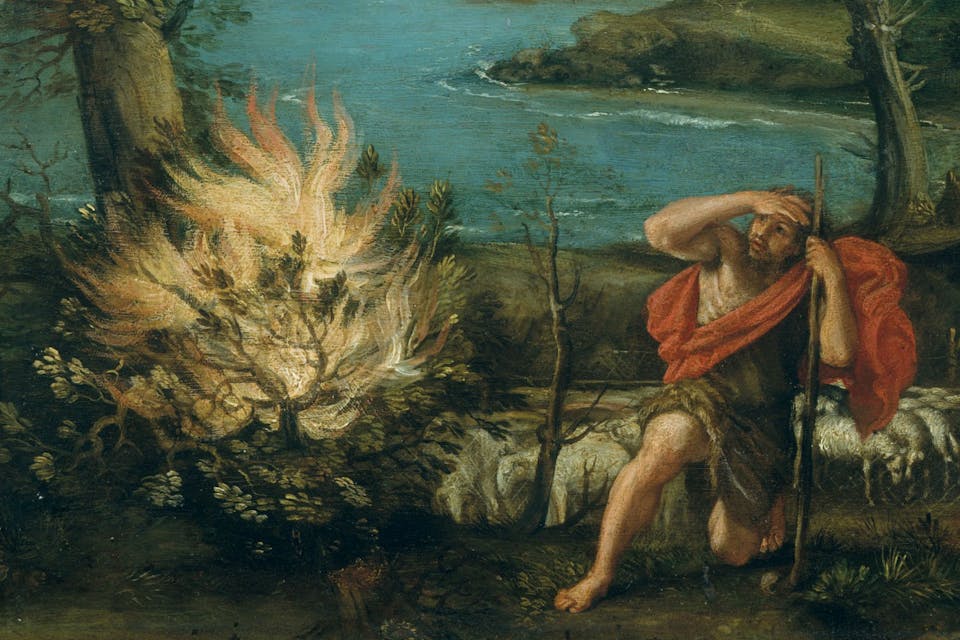 *From *Landscape with Moses and the Burning Bush* by Domenichino, 1616.* Metropolitan Museum of Art. bush