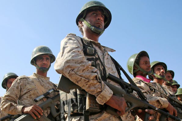 *Saudi-backed Yemenite troops, December 12, 2015.* Abdullah al-Qadry/AFP/Getty Images. 830×479-sunni_yemini_troops