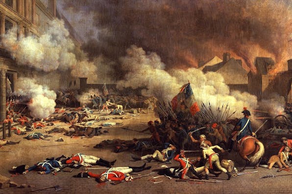*From *Storming of the Tuileries on August 10, 1792 during the French Revolution.* Jacques Bertaux, **1793**. *Wikipedia*.* France-Violence-Main