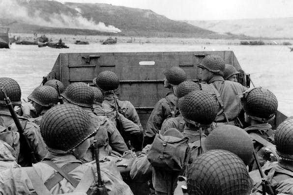 *American troops approaching Omaha Beach, during the Invasion of Normandy on D-Day, June 6, 1944.* Wikipedia. 1280px-Approaching_Omaha
