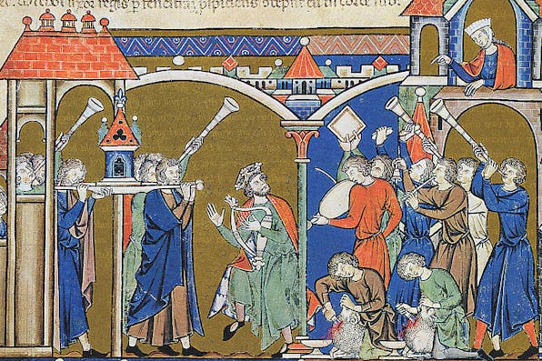 *David brings the ark into Jerusalem, from the 13th century Morgan Bible.* Wikimedia. Morgan-Main