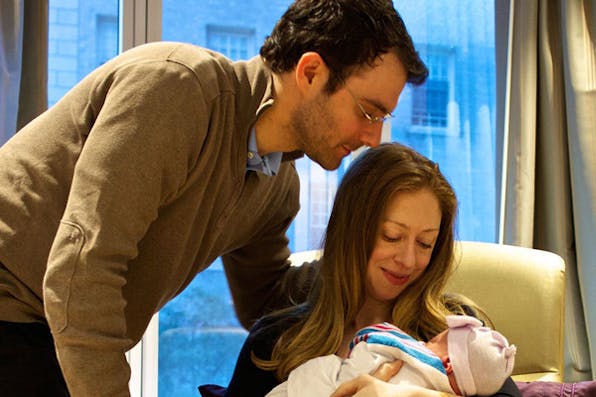*Chelsea Clinton with her daughter, Charlotte Clinton Mezvinsky, and her husband, Marc Mezvinsky, who is Jewish.* Chelsea Clinton. Clinton-Main
