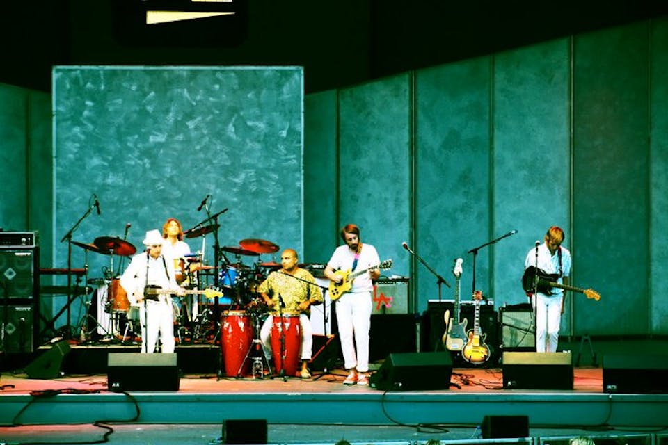 *Fool's Gold, a band that sings in both Hebrew and English, performing at the Hollywood Bowl in Los Angeles.* Courtesy Fool's Gold. 180714_186327674732588_6644739_n
