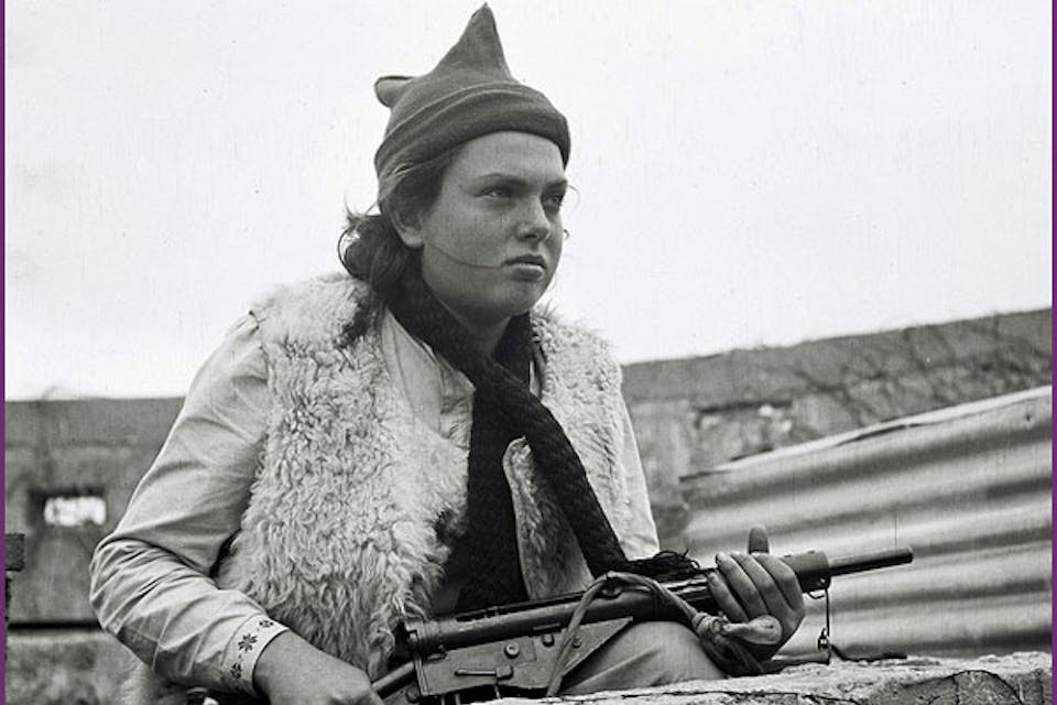 *A Youth Aliyah girl on guard duty.* Courtesy Government Press Office. youthaliyahgirlonguardduty