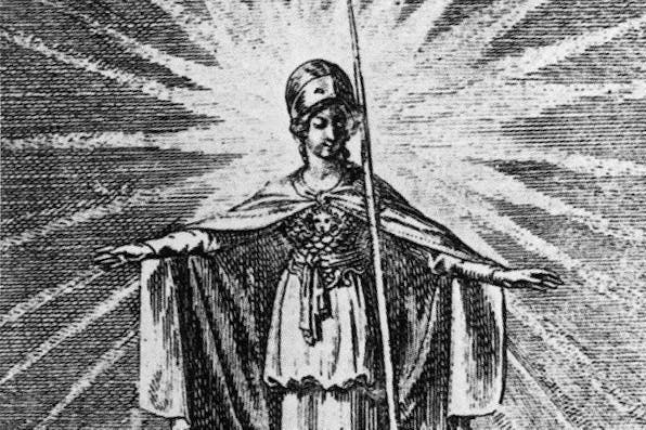 Daniel Chodowiecki, 1791. Minerva as a symbol of enlightened wisdom protects the believers of all religions (Daniel Chodowiecki, 1791)