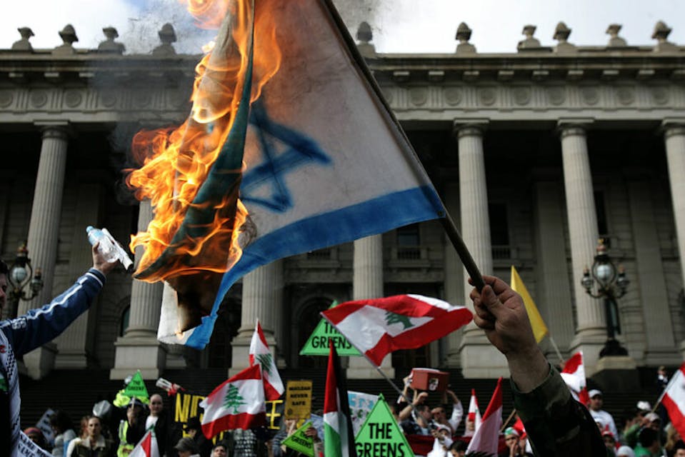 (AUSTRALIA OUT) Hiroshima anniversary day. Protest from the State Library to Parliment over the war in the Middle East and anniversary of the nuclear attack on Hiroshima,7 August 2006 THE AGE Picture by JUSTIN MCMANUS (Photo by Fairfax Media via Getty Images/Fairfax Media via Getty Images via Getty Images)