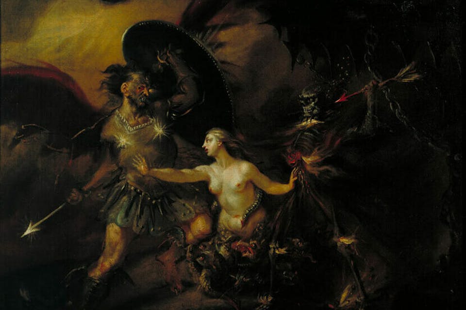 William Hogarth, *Satan, Sin and Death (A Scene from Milton’s ‘Paradise Lost’)*. *Wikimedia.* 948px-William_Hogarth_-_Satan,_Sin_and_Death_(A_Scene_from_Milton’s_`Paradise_Lost’)_-_Google_Art_Project