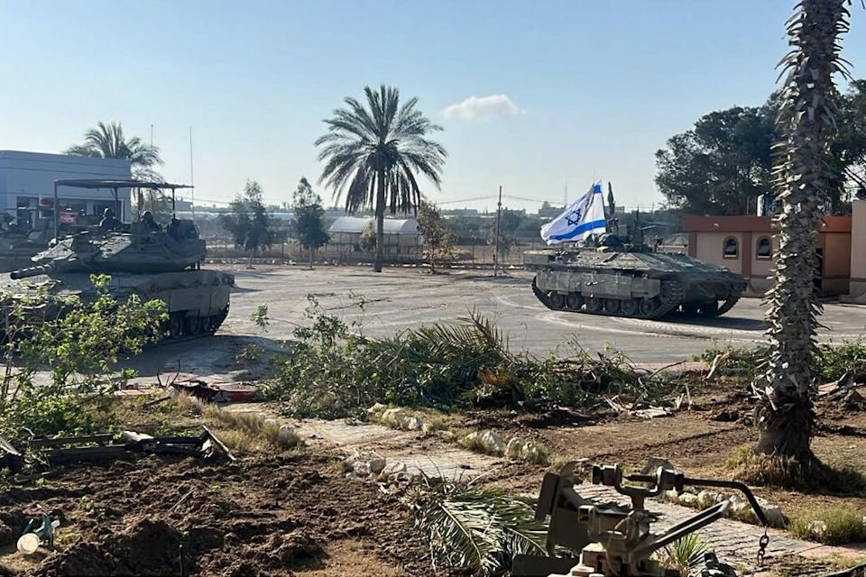 Israeli tanks in Rafah, May 2024. *IDF Spokesperson’s Unit via Wikimedia.* IDF_Rafah_May_2024_(1)