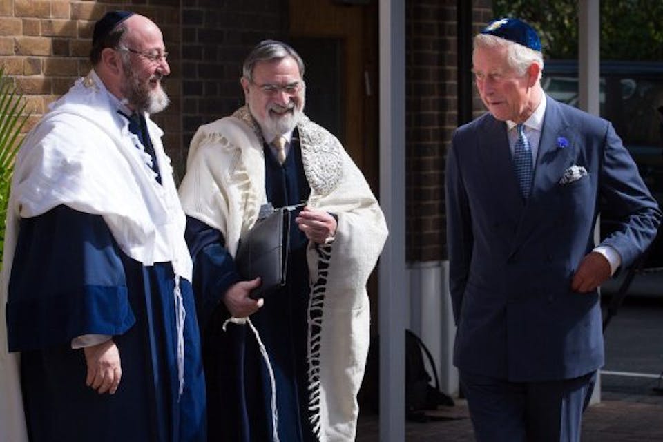 *Prince Charles meets Lord Jonathan Sacks and his successor Chief Rabbi Ephraim Mirvis (L) before Mirvis was formally inducted as 11th Chief Rabbi of the UK*. Stefan Rousseau/AFP/Getty Images. Prince Charles (R) meets Lord Jonathan Sacks (C) and his successor Chief Rabbi Ephraim Mirvis (L) before Mirvis was formally inducted as 11th Chief Rabbi of the UK. (Stefan Rousseau/AFP/Getty Images)