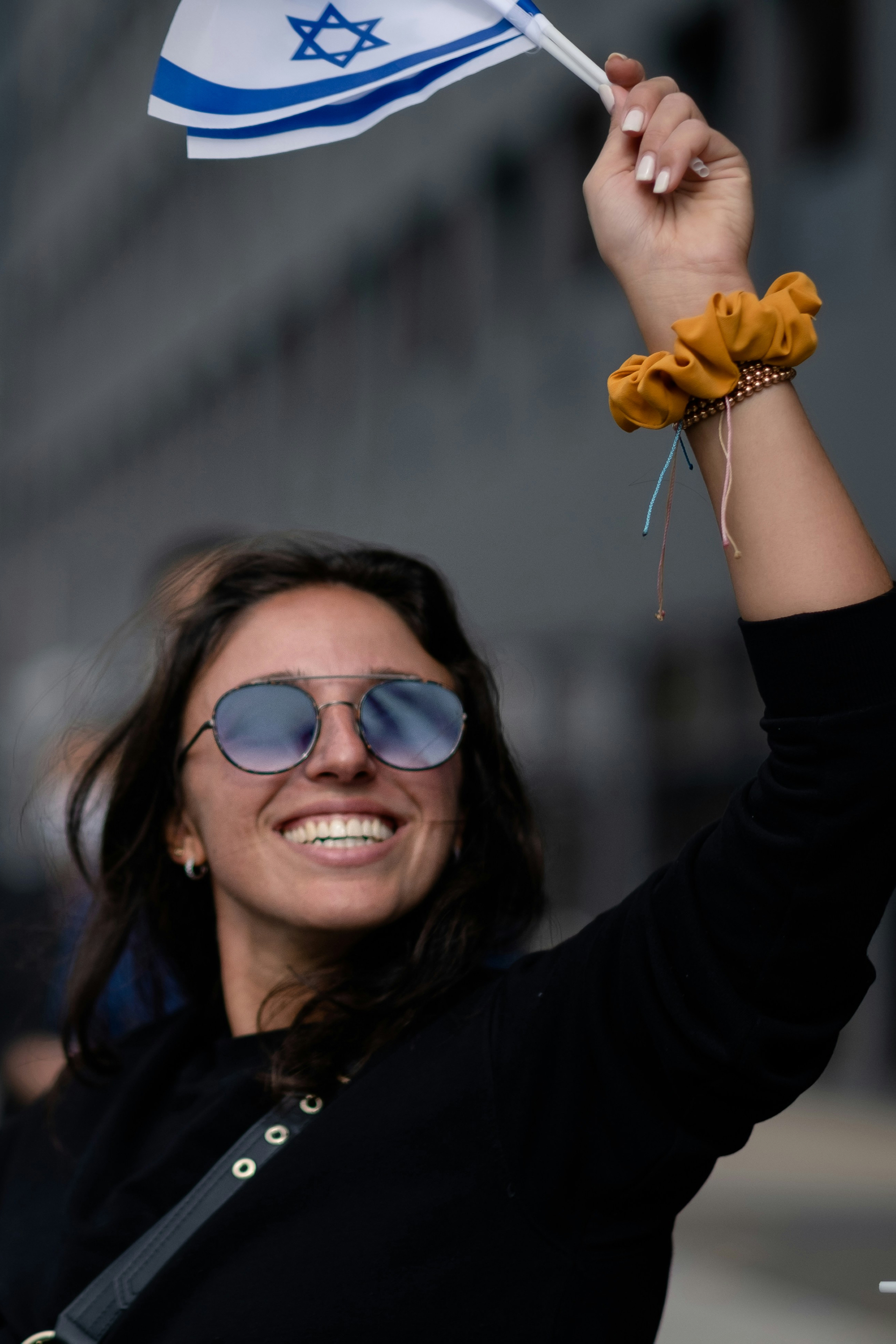 adult, female, person, woman, accessories, glasses, flag, face, head