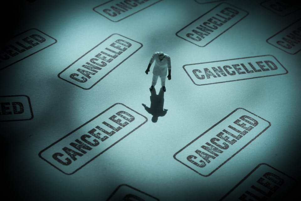 Shadow,Man,On,Cancelled,Stamp,Background.,Cancel,Culture,Concept,With