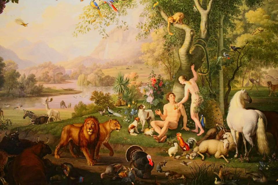 *Adam and Eve in the Garden of Eden* by Austrian painter Johann Wenzel Peter
