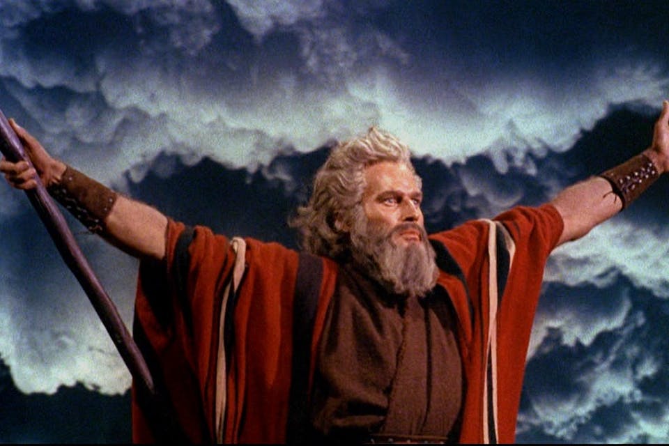 Charlton Heston in The Ten Commandments film trailer (Wikimedia Commons) Charlton Heston in The Ten Commandments film trailer (Wikimedia Commons)