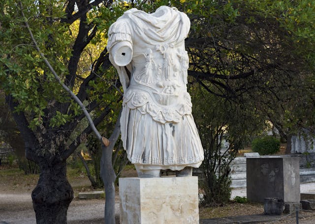 Emperor,Hadrian,Statue,Inside,Ancient,Agora