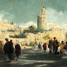 Landscape,Of,Majestic,Jerusalem,With,People,On,The,Streets