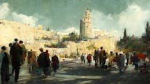 Landscape,Of,Majestic,Jerusalem,With,People,On,The,Streets