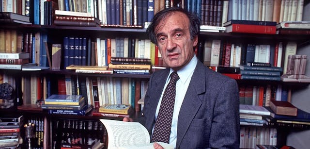 Nobel Prize winning author Eli Wiesel in his study
