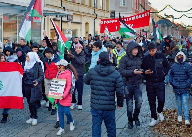 Karlshamn,,Sweden.,November,25,,2023.a,Pro-palestinian,Demonstration,In,Drottninggatan,(queen
