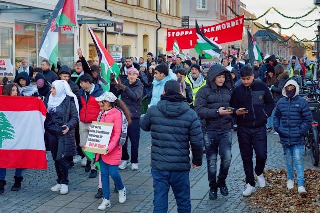Karlshamn,,Sweden.,November,25,,2023.a,Pro-palestinian,Demonstration,In,Drottninggatan,(queen