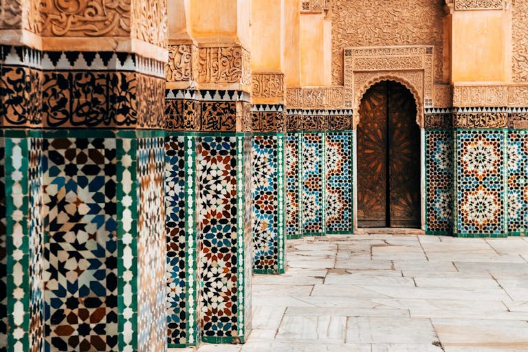 Colorful ornamental tiles at a Moroccan courtyard. *Shutterstock*. tiles