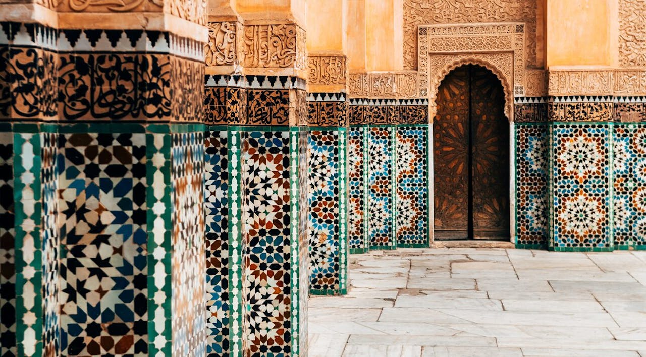 Colorful ornamental tiles at a Moroccan courtyard. *Shutterstock*. tiles