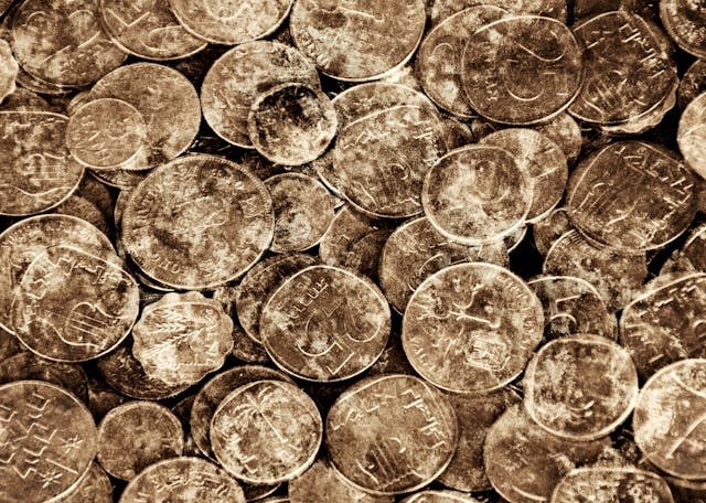 Israeli,And,Other,Coins,From,1960-1980,At,Flea,Market,In