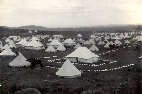 Tents in the Bloemfontein concentration camp. Nationl Archives UK via Wikimedia. Bloemfontein.