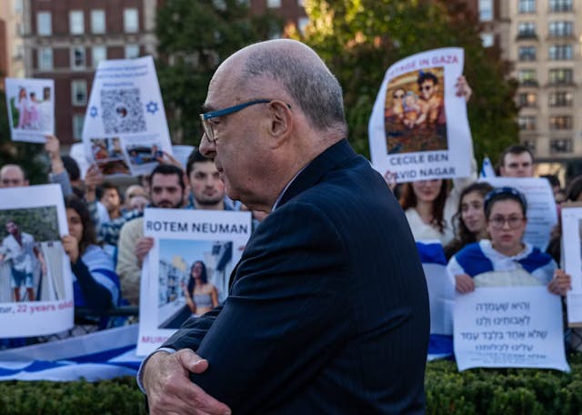 Columbia University students at a vigil in support of Israel in October 2023
